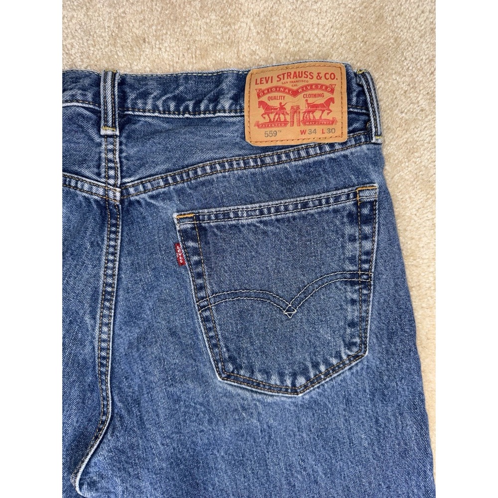 LEVI'S 559 Men's Relaxed Straight Denim Blue Jeans Dark Wash Tag 34x30 (#1)